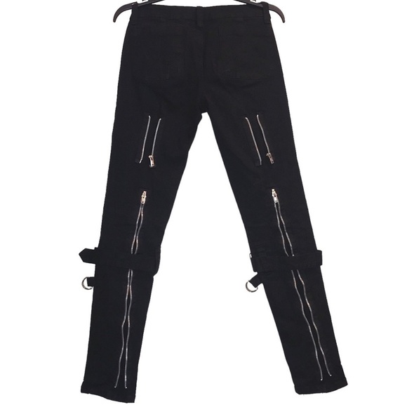 TRIPP NYC Vintage Goth Multi Zipper D Rings Black Jeans Pant Woman Girls… - Picture 3 of 12